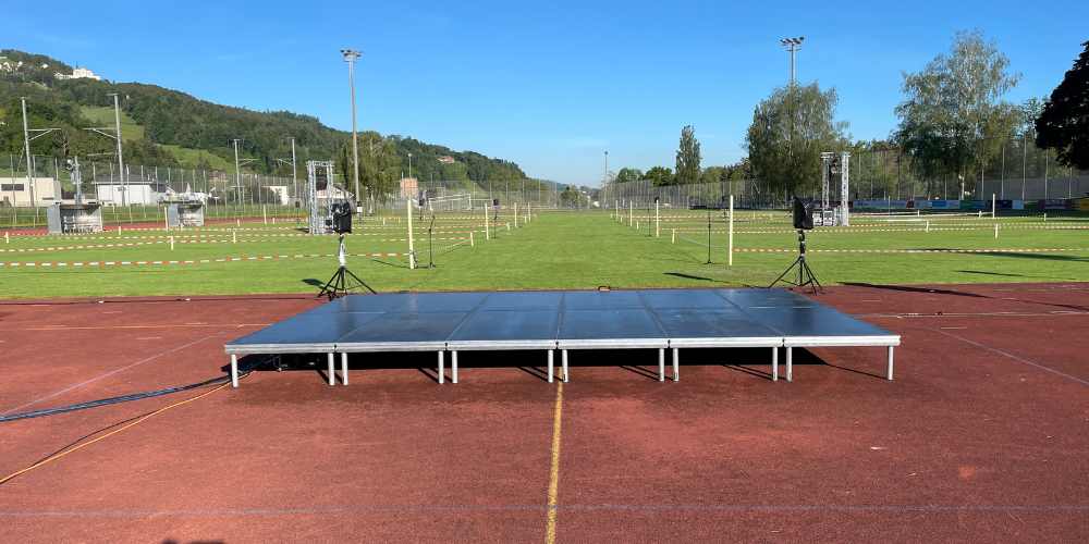 Um die Sicherheit der Teilnehmer zu gewährleisten, wurde der Fussballplatz in mehrere Sektoren eingeteilt. 