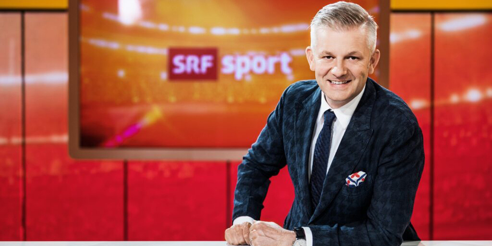 Rainer Maria Salzgeber im Sportstudio von SRF. 
