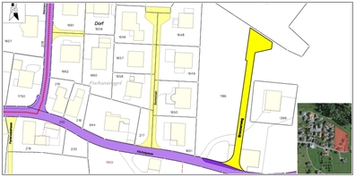 Links: Teilstrassenplan «Erschliessung Brennerweg». Rechts:  Übersichtssituation Köchelgasse.