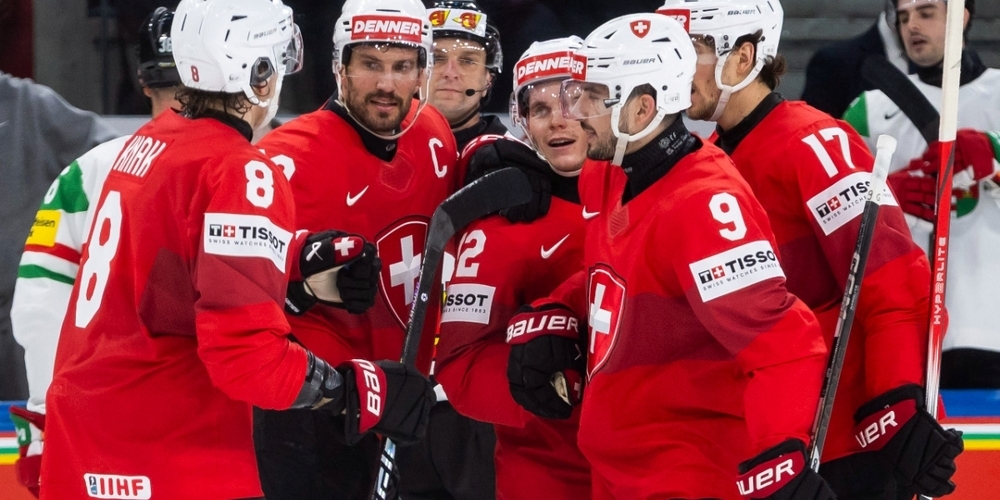 Im Zentrum des Schweizer Jubels: Roman Josi (2. v. l.) liefert gegen Ungarn eine beeindruckende Talentprobe ab.