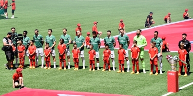 Da war der Pokal erst in Sichtweite. Der FC St. Gallen vor dem Anpfiff im Wankdorf.