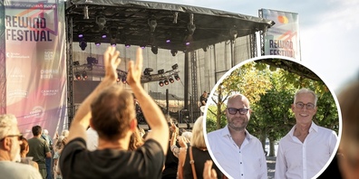 Am Rewind Festival laden Robert Schätzle von der katholischen (kleines Bild links) und Heinz Fäh von der evangelischen Kirche zum Festivalgottesdienst auf dem Fischmarktplatz.