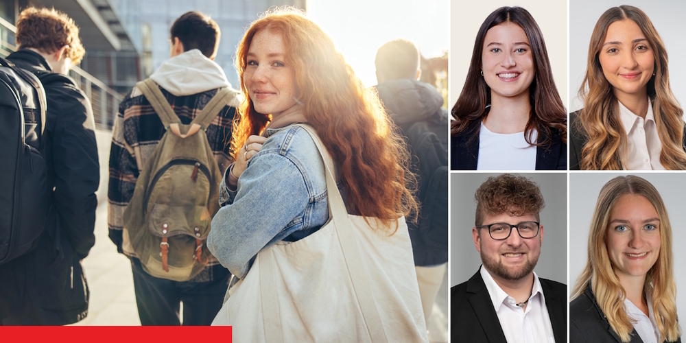 Ihre lokalen Expertinnen und Experten beraten Sie kompetent und ganzheitlich: Enya Dahinden (Raiffeisenbank Rapperswil-Jona), Timon Vauthey (Raiffeisenbank am Ricken), Helin Wenk (Raiffeisenbank Benken) und Sarah Jöhl (Raiffeisenbank Schänis-Amden).