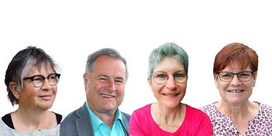 Sprechen aus Erfahrung: v.l. Christine Arnold, Vorstandsmitglied beim Verein Kultur am Chapf; Karin Aerni, Diepoldsauer Gemeinderätin und Jurymitglied; Harald Herrsche, Präsident Verein «Die Rheintaler Ortsgemeinden» (Preisgeldsponsor) und die Rebsteinerin Esther Büchel, Betreiberin des Kürbisbeizlis. 