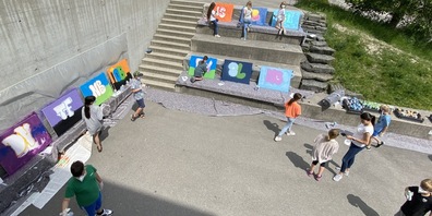 Im Schulhaus Haslach in Au gab es einen Workshop für Graffity-Sprayer