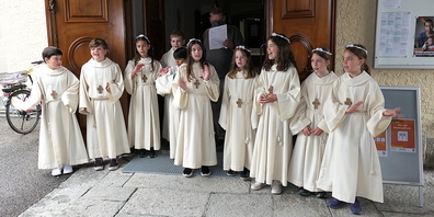 Die Erstkommunikanten von Berneck konnten endlich die einstudierten Lieder vortragen