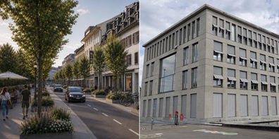 Rapperswil-Jonas FDP ist für ein klares Ja zum Planungskredit für Stadt- und Strassenräume (Visualisierung l.) und zur Rechnung 2025 der Stadt.