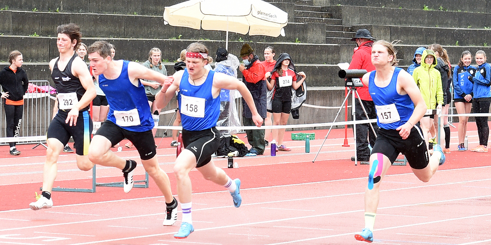 Der 100-m-Sprint U20 ist mit Sieger Nils Grüninger (158) fest in Galgener Hand.