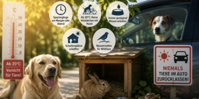 Verhaltensmassnahmen während der Hitzewelle für Tiere.