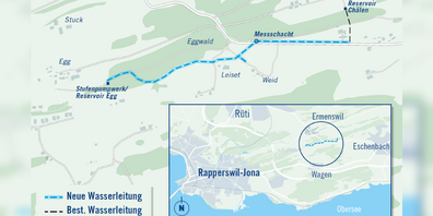 Eine neue 1'350 Meter lange Leitung soll die Wasserversorgungen Rapperswil-Jona und Eschenbach vernetzen.