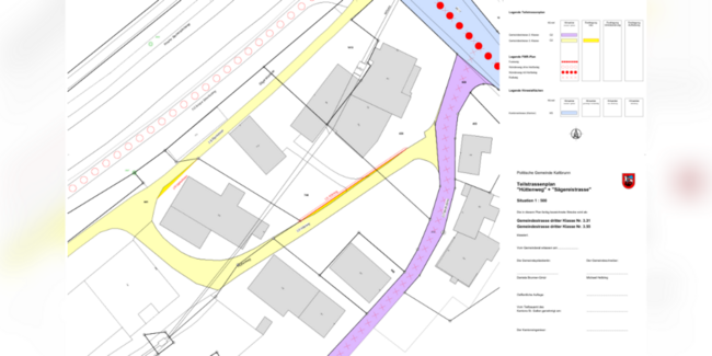 Situation Teilstrassenplan Hüttenweg und Sägereistrasse.