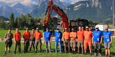 Bauteam mit Co-OK-Präsident Ernst Zellweger,  OK-Mitgliedern Ressort Bau Hansruedi und Marco Fischer sowie Rangeurchef Martin Mächler.
