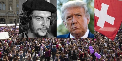 Che Guevara (l.) und Donald Trump haben am 14. Juni, also am Frauenstreik-Tag, Geburtstag.