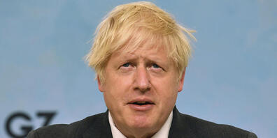 Boris Johnson, Premierminister von Großbritannien spricht während einer Pressekonferenz am letzten Tag des G7-Gipfels. Foto: Ben Stansall/Pool AFP/AP/dpa
