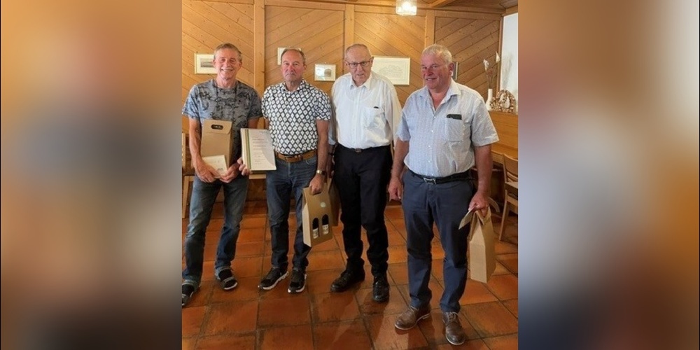 Jubilare der Chorgemeinschaft Virokantas (v.l.n.r.): Toni Kalberer, Toni Eicher, Toni Keller und Martin Müller