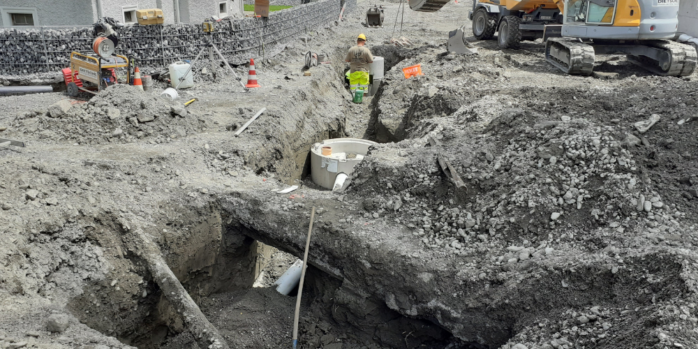 Bauarbeiten in den Strassen von Widnau