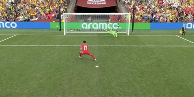 Der Moment des Triumphs. Das Runde landet im Eckige und die Schweizer Fussball Nati ist im WM-Viertelfinal.