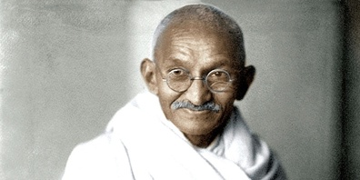 Mahatma Gandhi, geboren 1869, gestorben 1948.
