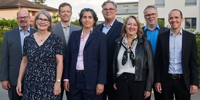 v.l.n.r Ivar Schmutz, Christiane Dasen, Thomas Kuhn, Linda Werner, Martin Hermann, Rahel Hofmann, Reto Haltinner, Martin Noser (Gemeindeschreiber)