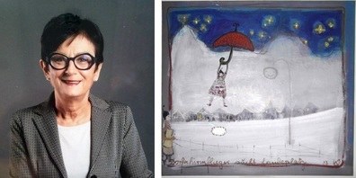 Kunsthistorikerin und Museologin Christine Musits ist Kunstbeauftragte des Kantonsspitals St.Gallen / «Dorfschirmflieger sucht Landeplatz»: Eines der Werke von Karl Uelliger, welche in den Räumlichkeiten des Spitals Flawil hängen. 