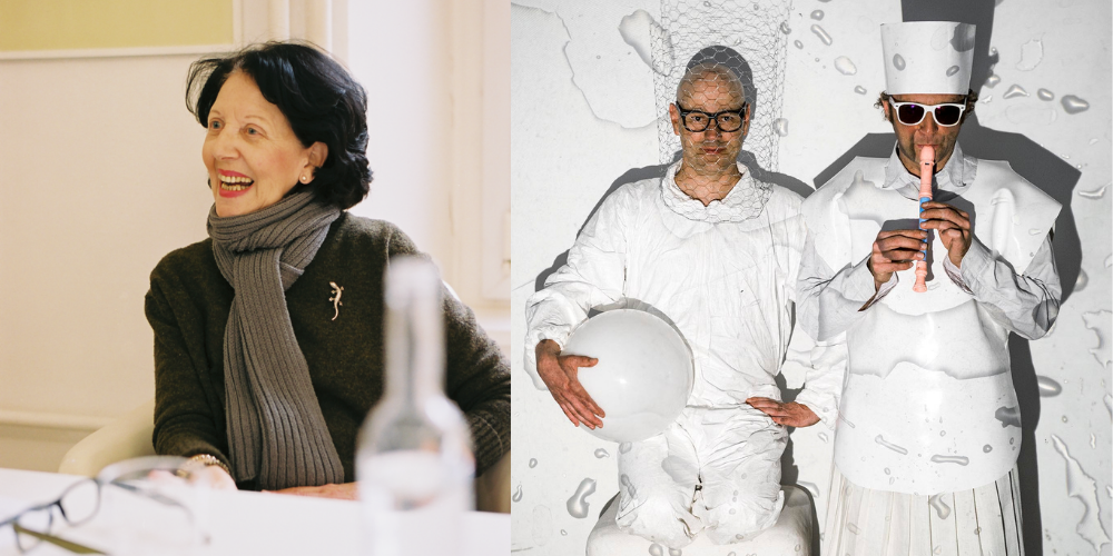 Links Susanna Kulli und rechts das Künstlerduo Andres Lutz und Anders Guggisberg.