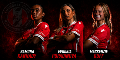Stossen zu den FCRJ-Frauen: (v.l.n.r.) Ramona Kannady, Evdokia Popadinova und Mackenzie Duff.