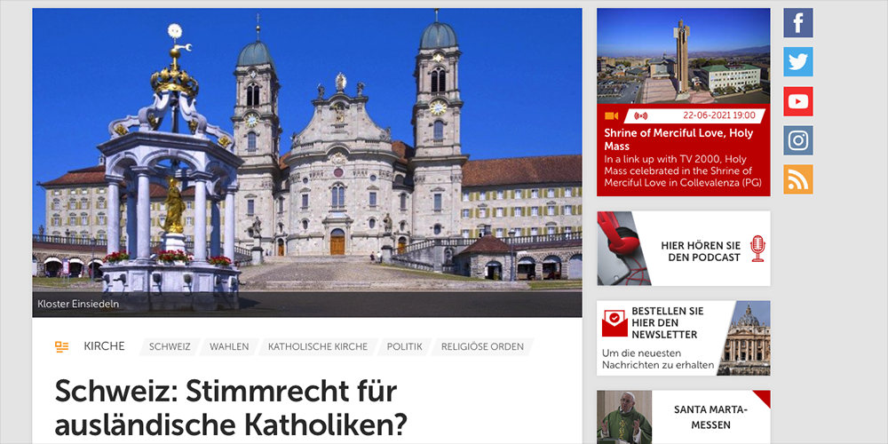 Die bevorstehende Abstimmung zum Ausländerstimmrecht bei den Schwyzer Katholiken zieht ihre Kreise bis nach Rom.