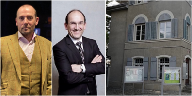 Stefan Wenkebach schreibt seine Meinung zu «Herr Lutz» (v.l.n.r. Stefan Wenkebach, Jörg Lutz, Betreibungsamt Lachen).