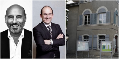 Pino Gaudio schreibt seine Meinung zu «Herr Lutz» (v.l.n.r. Pino Gaudio, Jörg Lutz, Betreibungsamt Lachen).