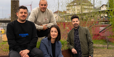 Manuel Moreno, Thomas Murschetz, Katja Schlegel und Michel Staubli kümmern sich um das gastronomische Angebot auf dem Areal Bach. 