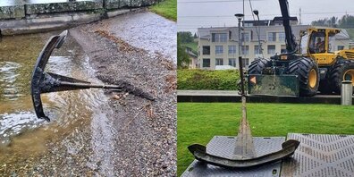 Der gefundene Anker wiegt an die 200 bis 300 Kilogramm.