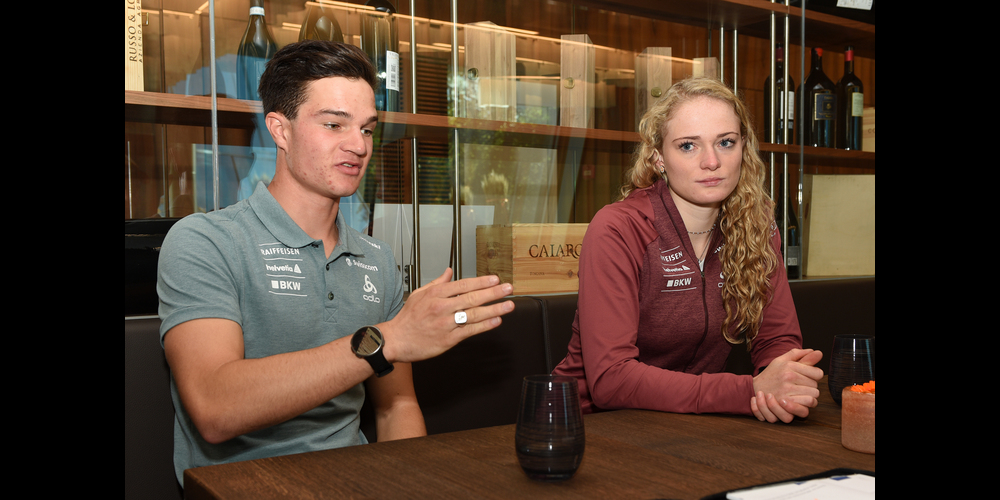 Niklas Hartweg (l.) und Amy Baserga freuen sich auf die neue Saison mit dem Höhepunkt Heim-WM in der Lenzerheide.