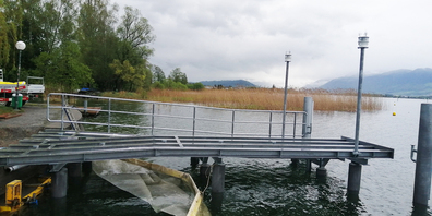 Der neue Anlegesteg in Rapperswil befindet sich im Bau, bis Ende dieses Monats sollte er fertiggestellt sein.