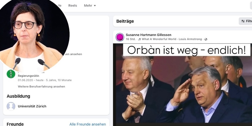 Die St. Galler Regierungsrätin Susanne Hartmann mit ihrem Facebook-Post zur Abwahl des ehemaligen ungarischen Ministerpräsidenten Viktor Orbán.