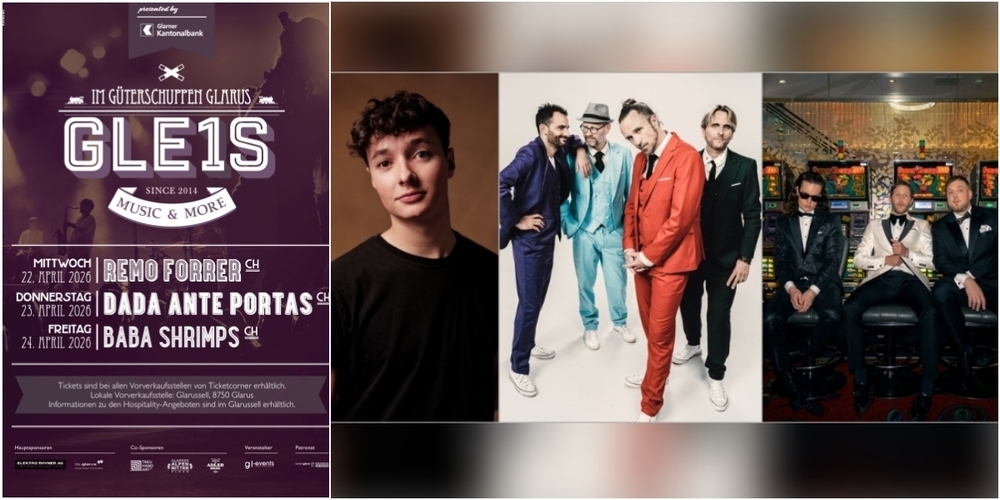 Kommen ans Gleis 1 nach Glarus: Remo Forrer, Dada Ante Portas und Baba Shrimps.