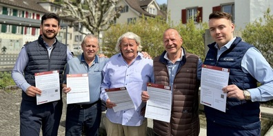 Kernkomitee der Zentrums-Initiative: v.l.n.r. Mihajlo Mrakic, Fritz Stucki, Urs Graf (Präsident), Hansjörg Dietiker und Thomas Kuster.