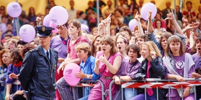Streikende Frauen am nationalen Frauenstreiktag am 14. Juni 1991 in Bern.
