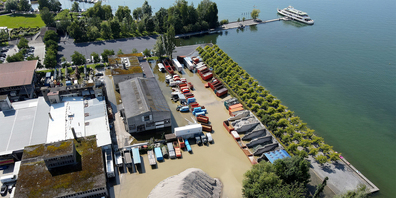Das Steinfabrikareal in Pfäffikon steht unter Wasser.