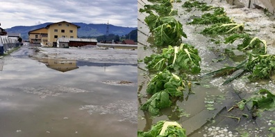 Überflutete Felder und Schäden: Das Unwetter hinterlässt grosse Spuren.
