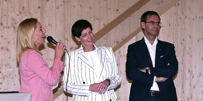 Sie sind politisch in Kanton St.Gallen bzw. Land Vorarlberg für das Jahrhundertprojekt zuständig: Regierungsrätin Susanne Hartmann (Mitte) und Landeshauptmann Markus Wallner