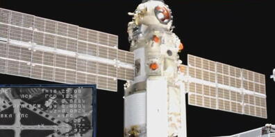 Das "Nauka"-Modul kurz bevor es an der ISS angedockt hatte. Einige Stunden später erfolgte an den Triebwerken des Moduls eine unbeabsichtigte Zündung, welche die ganze Raumstation ISS aus der Flugbahn warf. Es war das vorläufig letzte Kapitel eine...
