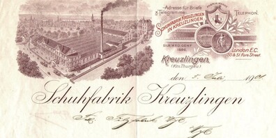 Eine Illustration der Schuhfabrik Kreuzlingen von 1901.