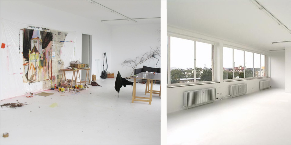 Das Atelier befindet sich im künstlerisch gerade aufwachenden Stadtteil Wedding im Atelierhaus Wiesenstr. 29 an dem kleinen Fluss Planke. In unmittelbarer Nachbarschaft liegen die international bekannte Bildhauerwerkstatt,  zahlreiche weitere Atelierstandorte und das Baudenkmal Gottschedstrasse 4 der EXRotaprint GmbH.