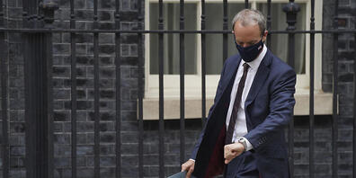 Dominic Raab, Außenminister von Großbritannien, am Montag (16.8.) in der Downing Street. Foto: Stefan Rousseau/PA/AP/dpa
