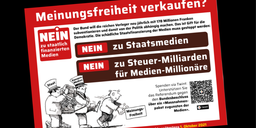 Unterschriftenbogen zum Referendum gegen Staatsmedien. 