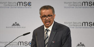 ARCHIV - Der Chef der Weltgesundheitsorganisation Tedros Adhanom Ghebreyesus spricht auf der 56. Münchner Sicherheitskonferenz. Foto: Sven Hoppe/dpa