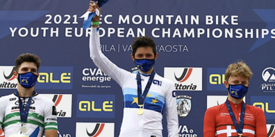 Europameister Nicolas Halter zwischen dem Spanier Gallego Hugo Franco (2.) und dem Dänen Albert Philipsen (3.).