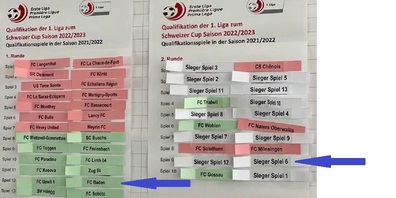 Das Tableau der ausgelosten Partien.