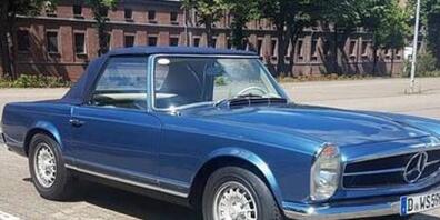 HANDOUT - Dieser Mercedes 280 SL, Baujahr 1970, war im vergangenen September in Düsseldorf gestohlen worden. Foto: Polizei/dpa - ACHTUNG: Nur zur redaktionellen Verwendung im Zusammenhang mit einer Berichterstattung über (die Sendung/den Film/die ...