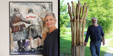 Im Bild (v.l.): Esther Wiesli (Künstlerin) und Roman Wirth (Künstler).